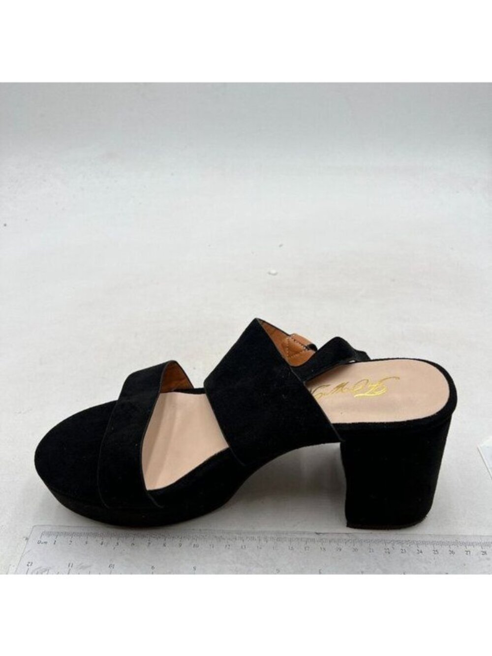 FOWT Women's Platform Heel Sandal Open Toe Sandals Suede Black